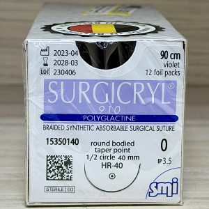 نخ بخیه ویکریل اس ام ای 0 راند سوزن 40mm | نخ جراحی ویکریل SMI SURGICRYL سایز 0 با سوزن گرد 40 میلی‌متری