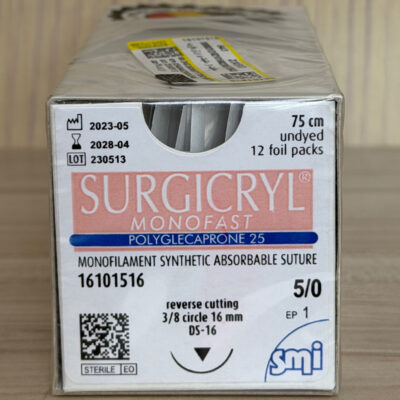 نخ بخیه مونوکریل SMI اس ام ای 5/0 کات سوزن 16mm